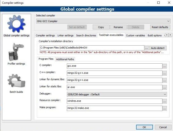 CodeBlocks - Compiler Settings