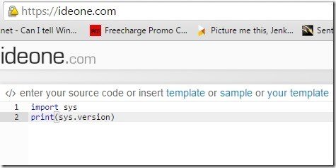 Ideone.com for Online Python Coding