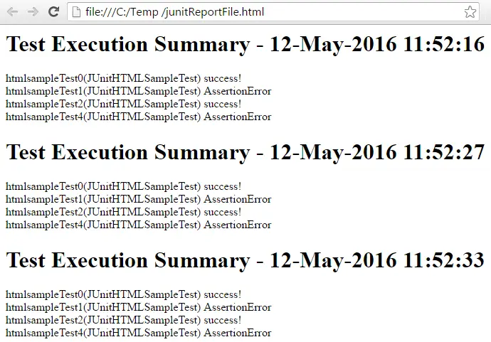 JUnit HTML Format