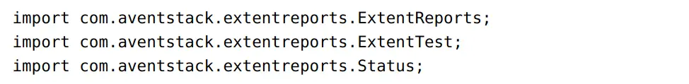 import statements for extent report generation