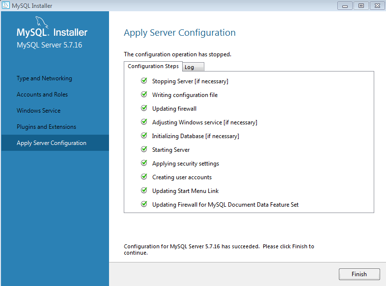 Install MySQL On Windows - Apply Server Configuration