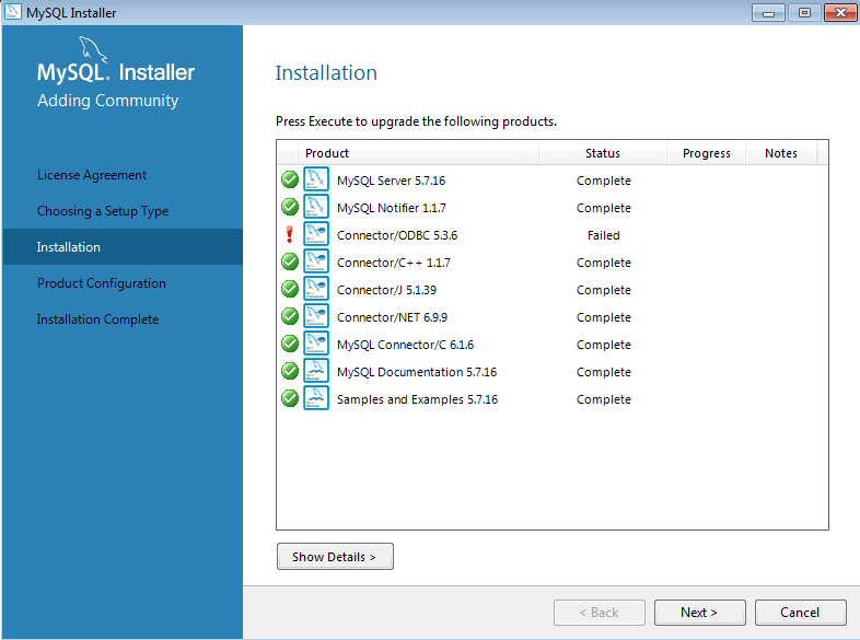 Installation Status