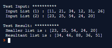 python add two list elements using for loop