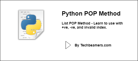 Python List POP Method with Examples