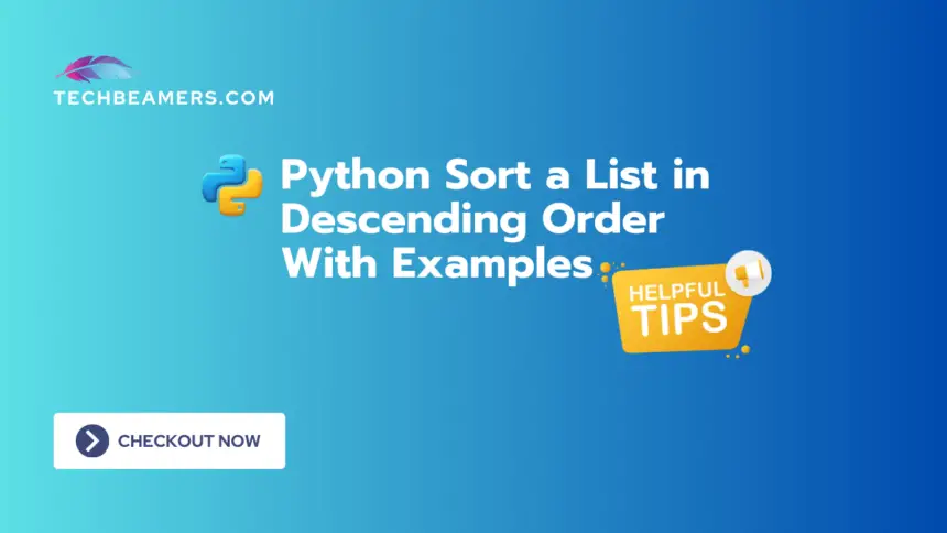 Python Sort a List in Descending Order With Examples