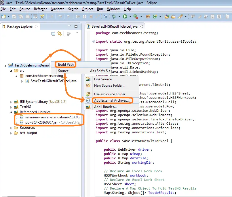 Add External Jar Files to your Selenium project