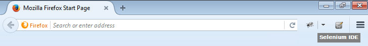 Selenium IDE download - FireFox Toolbar View