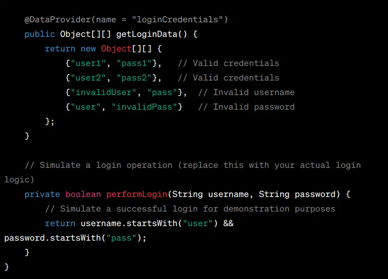 Using testng dataprovider to automate multiple login credentials