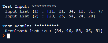 zip() and sum() functions to add given lists